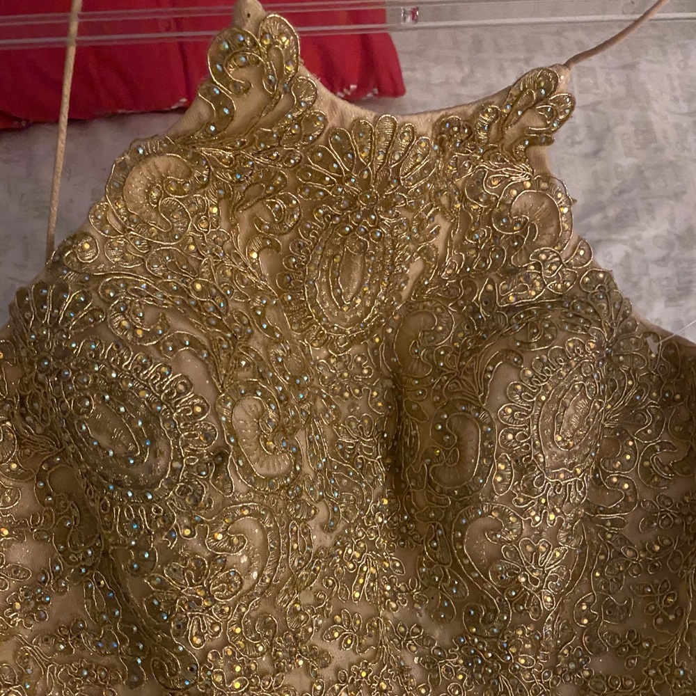 Gold Formal dress.